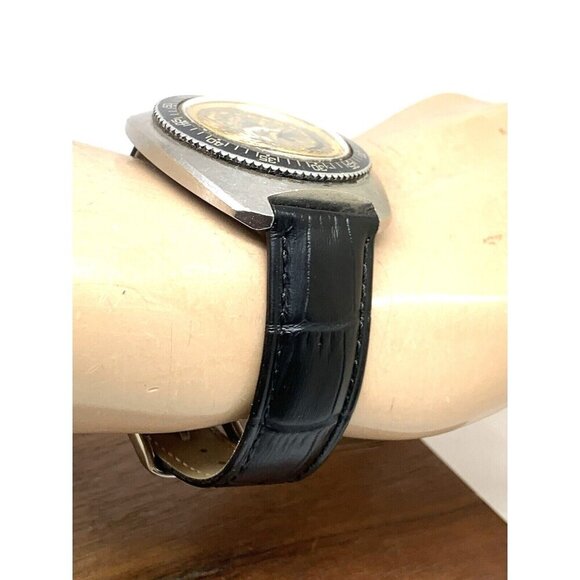 Elgin Mens Watch Diver Swiss Automatic Vintage Black Dial Date Leather Band 42mm - Picture 13 of 15